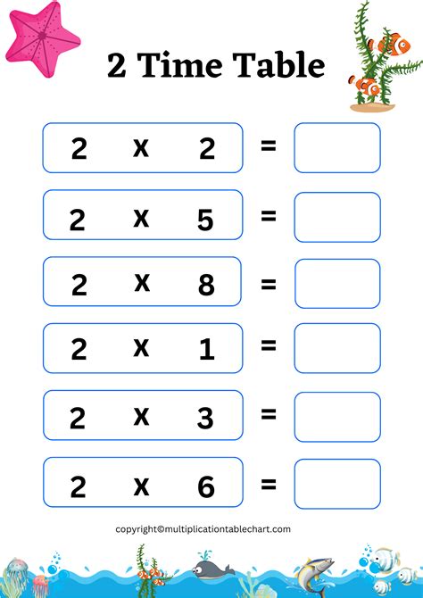 2 Times Table Worksheet [2 Multiplication Table] Free PDF