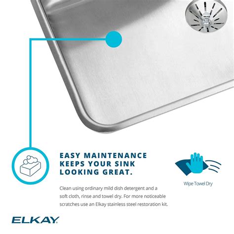 Elkay Lustertone Stainless Steel 22 x 22 x 7.6 Single Bowl Drop-in Sink ...