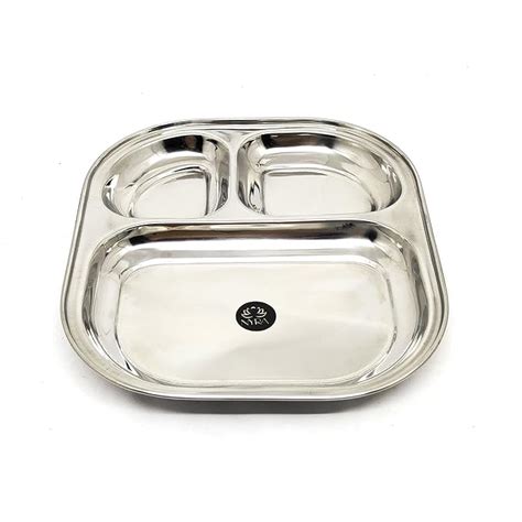 Buy NYRA® Stainless Steel 3 in 1 Pav Bhaji Plate/Compartment Plate ...