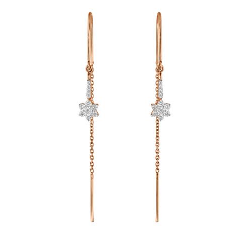 Buy Bejewelled 18KT Rose Gold Hanging Earrings OER23118-D300X0B Online ...