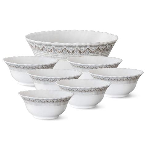 Larah by Borosil Classic Fluted Series Opalware 7 Pcs Pudding Set ...