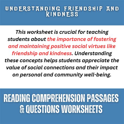 Understanding Friendship and Kindness Reading Comprehension Passages ...