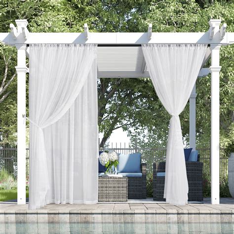 Amazon.com: RYB HOME Outdoor Sheer Curtains for Patio, 2 Layer Voile ...