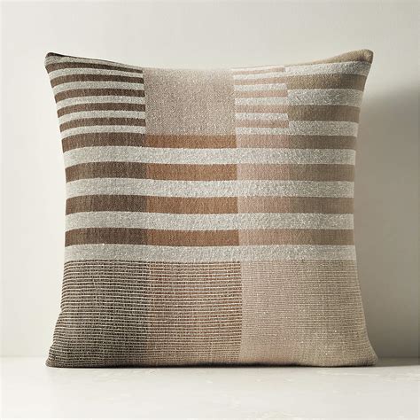 Reina Light Brown Silk and Wool Throw Pillow with Feather-Down Insert ...