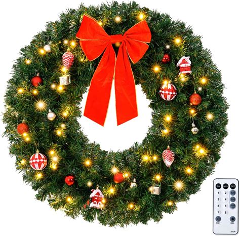 Amazon.com: VINGLI 30 Inch Prelit Battery Operated Christmas Wreath ...