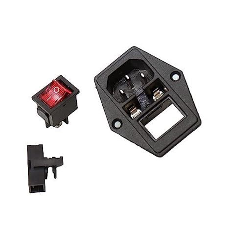 AC Power Inlet Socket with Indicator Switch & Fuse Holder - Screw Moun ...