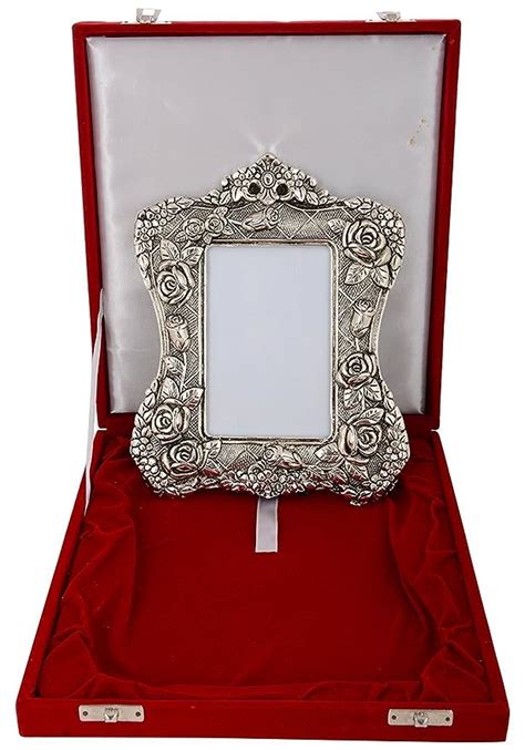 INTERNATIONAL GIFT® Silver Photo Frame Oxidized Finish with Beautiful ...