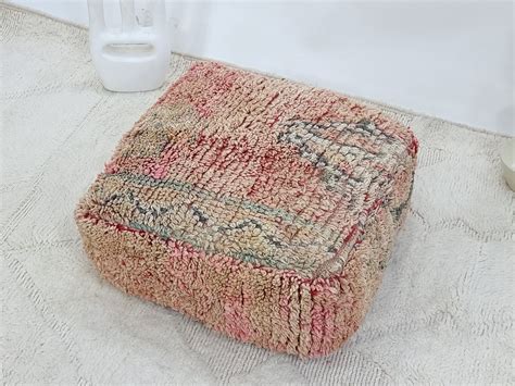 VINTAGE BERBER POUF, Moroccan Bohemian Pink Floor Pillow, Handmade ...