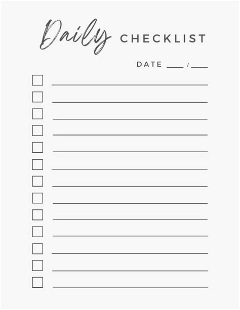 Free Printable Daily Checklist 的图像结果