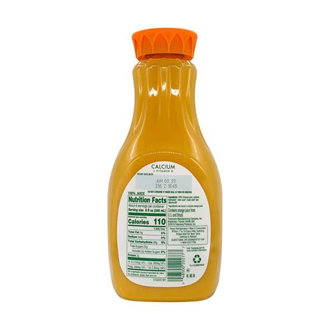 Tropicana Orange Juice Food Label
