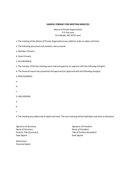 Sample Meeting Minutes Template - 6 Free Templates in PDF, Word, Excel ...