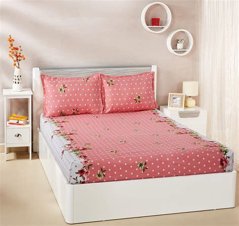 Amazon Brand - Solimo Polyester Paradise Pink Double Bedsheet with 2 ...
