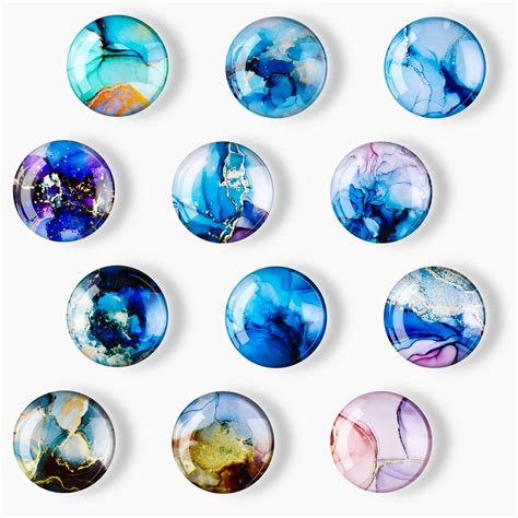 Buy Taihexin 12 Pcs Glass Refrigerator Magnets, Cabochons with Water ...