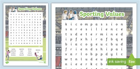 Sporting Values Word Search - KS2 (teacher made) - Twinkl