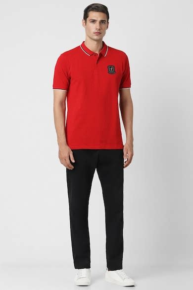 Buy Men Red Solid Polo Neck Collar T-shirt Online - 39642609 | Peter ...