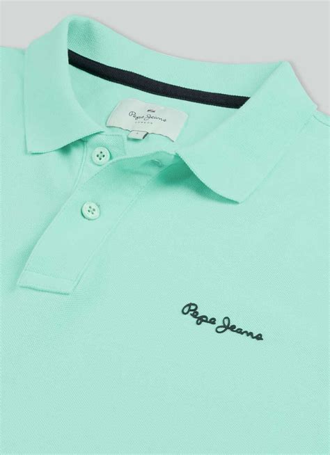 Men Mint Green Solid Short Sleeves Polo | Pepe Jeans India