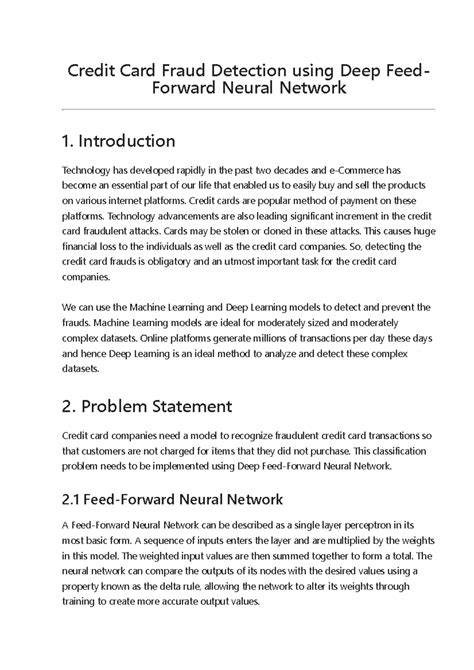 Credit Card Fraud Detection using Deep Feed Forward Neural Network ...
