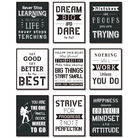 9 Pieces Inspirational Motivational Wall Art Office Bedroom Wall Art ...