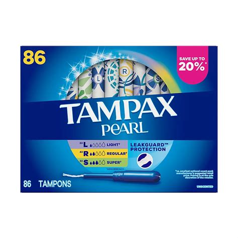 Tampax Pearl Tampons Multipack, with LeakGuard Braid, Light/Regular ...