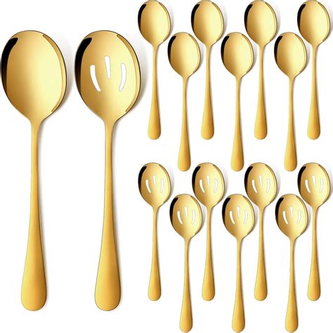 Amazon.com | Tioncy 16 Pcs Gold Serving Spoon Set Stainless Steel ...