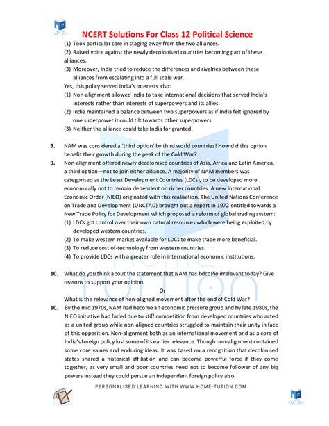 MCQ of Political Science Class 12 Cold War Era 的图像结果