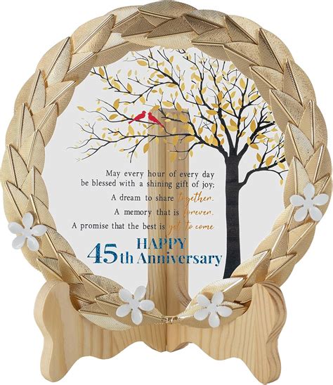 Amazon.com: 45th Anniversary Wedding Gifts Crystal Plate with Gold Leaf ...
