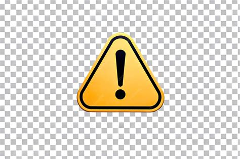 Yellow warning symbol with exclamation mark on transparent background ...