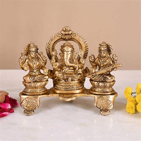 Brass Lakshmi Ganesh Saraswati Set ( 5.5" ), Buy Brass Lakshmi Ganesh ...