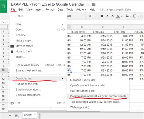 Image result for File CSV Excel Calendar