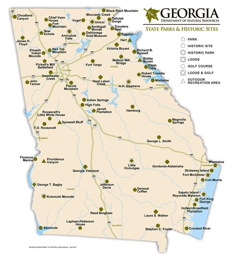 Large detailed State Parks and Historic Sites map of Georgia | Georgia state | USA | Maps of the ...