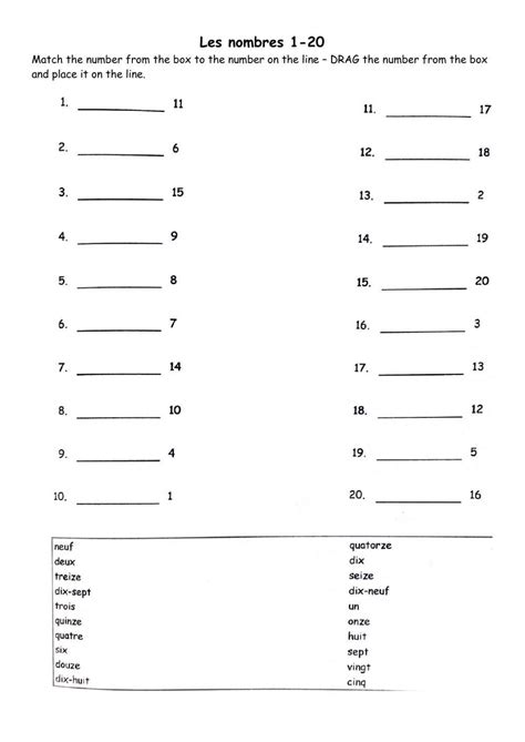 Image result for French Numbers Worksheets Printable