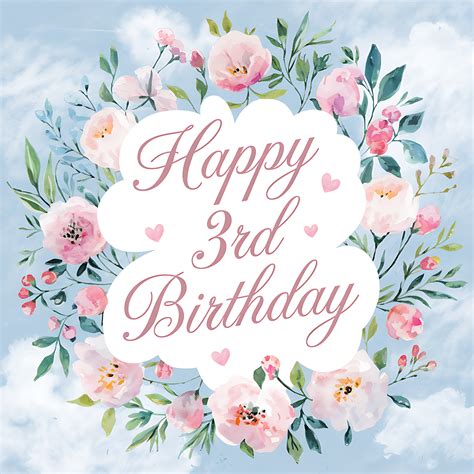 Free Download Happy 3rd Birthday Pink Number 3