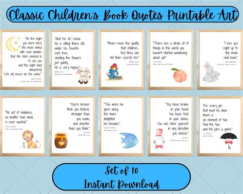 Classic Children's Books Art Children's Book Quotes Wall Art Printable ...