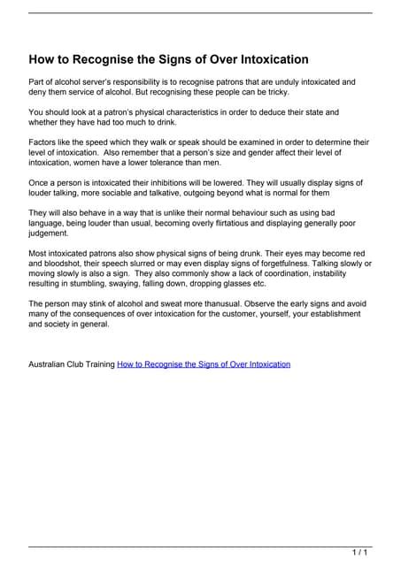 Image result for Signs of Intoxication