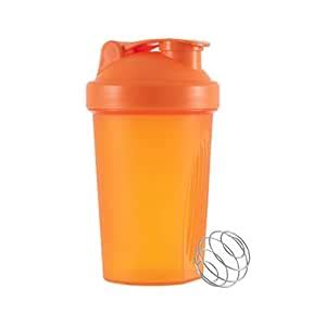 Protein Powder Shaker Bottle with Whisk Ball 400ml Orange Shaker Cup ...