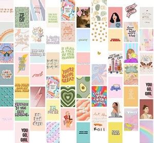 Aesthetic Wall Collage Kit || 60pcs (4×6inch) Pastel Positive Aesthetic ...