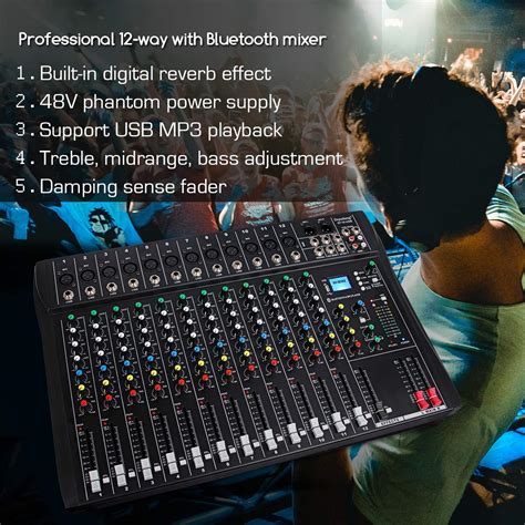 Depusheng DT12 Studio Audio Mixer 12-Channel DJ Sound Controller ...
