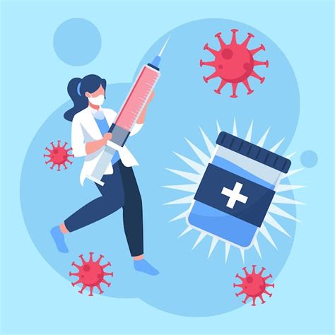 Vlakke hand getekend coronavirus vaccin illustratie | Gratis Vector