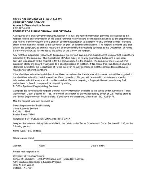 Fillable Online Graduate Counselor Education Criminal Background Check ...