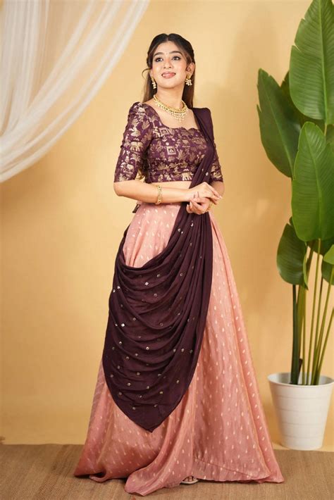 Hot Pink Regal Banarasi Zari Silk Lehenga Set with Sequin-Em