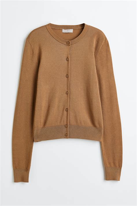 Fine-knit cardigan - Dark beige - Ladies | H&M IN