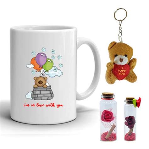 Buy PHOTOGIFTWALA Teddy Ballon Mug COMBOWITH Teddy Keychain and 2 ...
