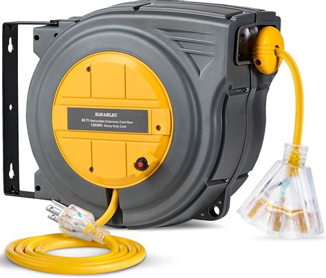 Amazon.com: VEVOR Retractable Extension Cord Reel, 65 FT Heavy Duty ...