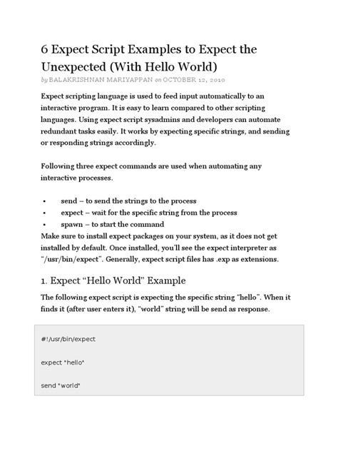 Image result for Expect Script Menu
