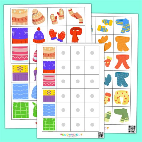 Printable Winter Clothing Color Sorting Game for Kindergarten