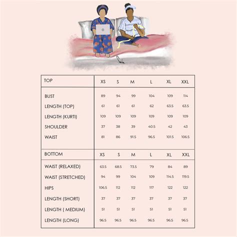 Size Chart Lounge Wear