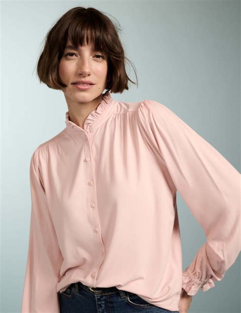 High Neck Frill Detail Blouse | BAUKJEN | M&S