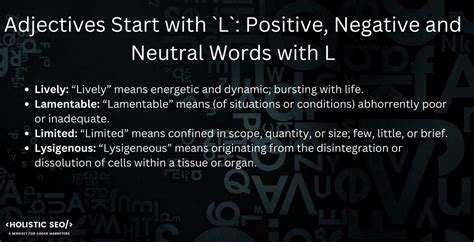 Adjectives Start with `L`: Positive, Negative and Neutral Words with L ...