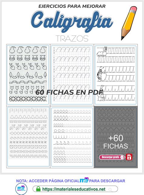EJERCICIOS PARA MEJORAR LA CALIGRAFÍA - TRAZOS (60 FICHAS) | Mejorar caligrafia, Enseñanza de ...