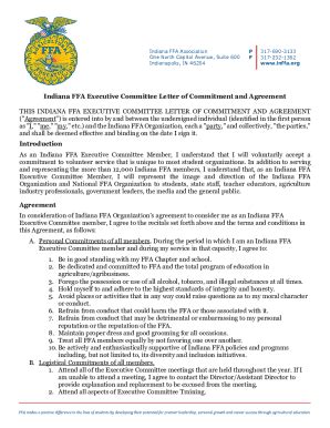 Fillable Online Indiana FFA Executive Committee Letter of Commitment ...